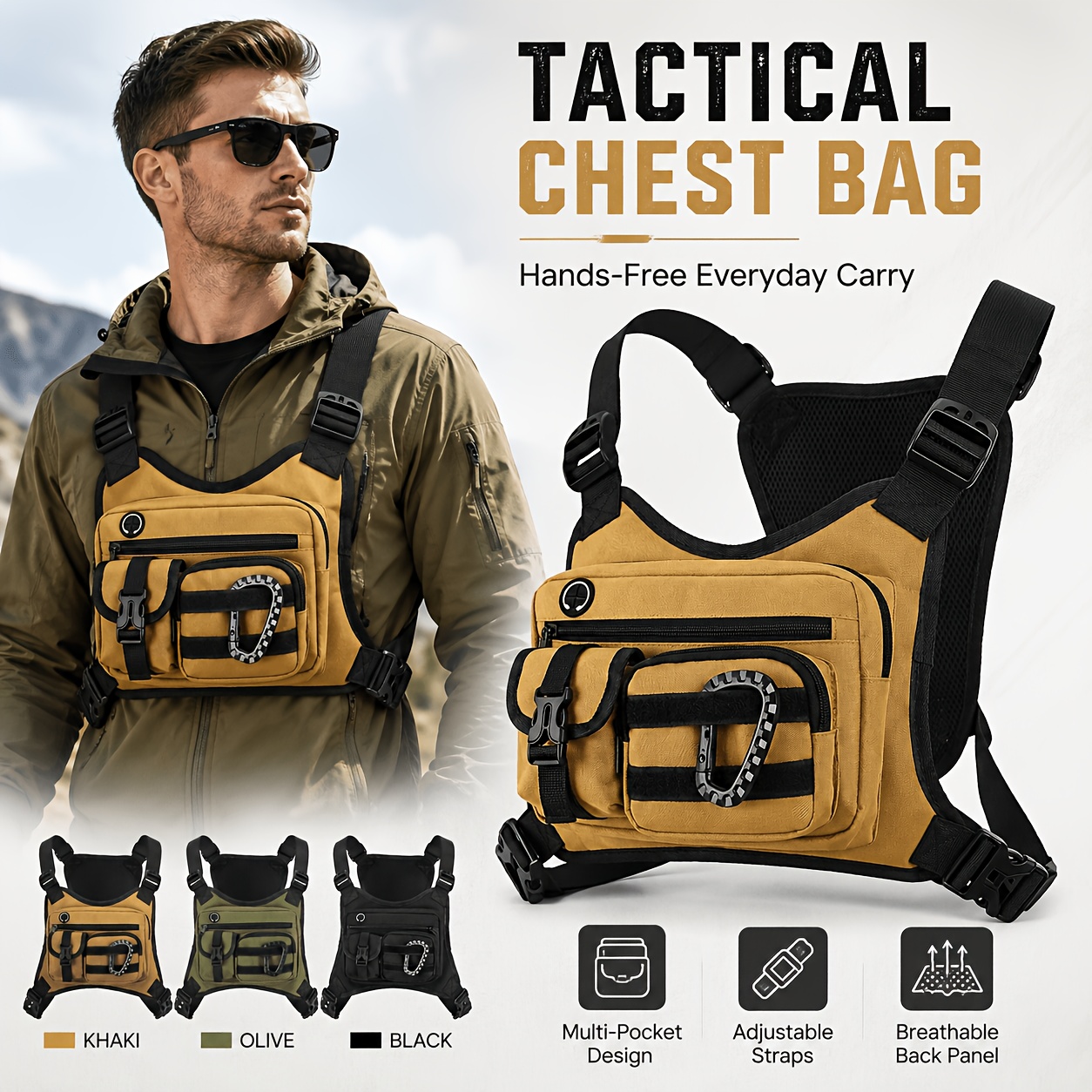 Cycling Gear Pack - Tactical Chest Vest Pack Multi-Pocket Sports